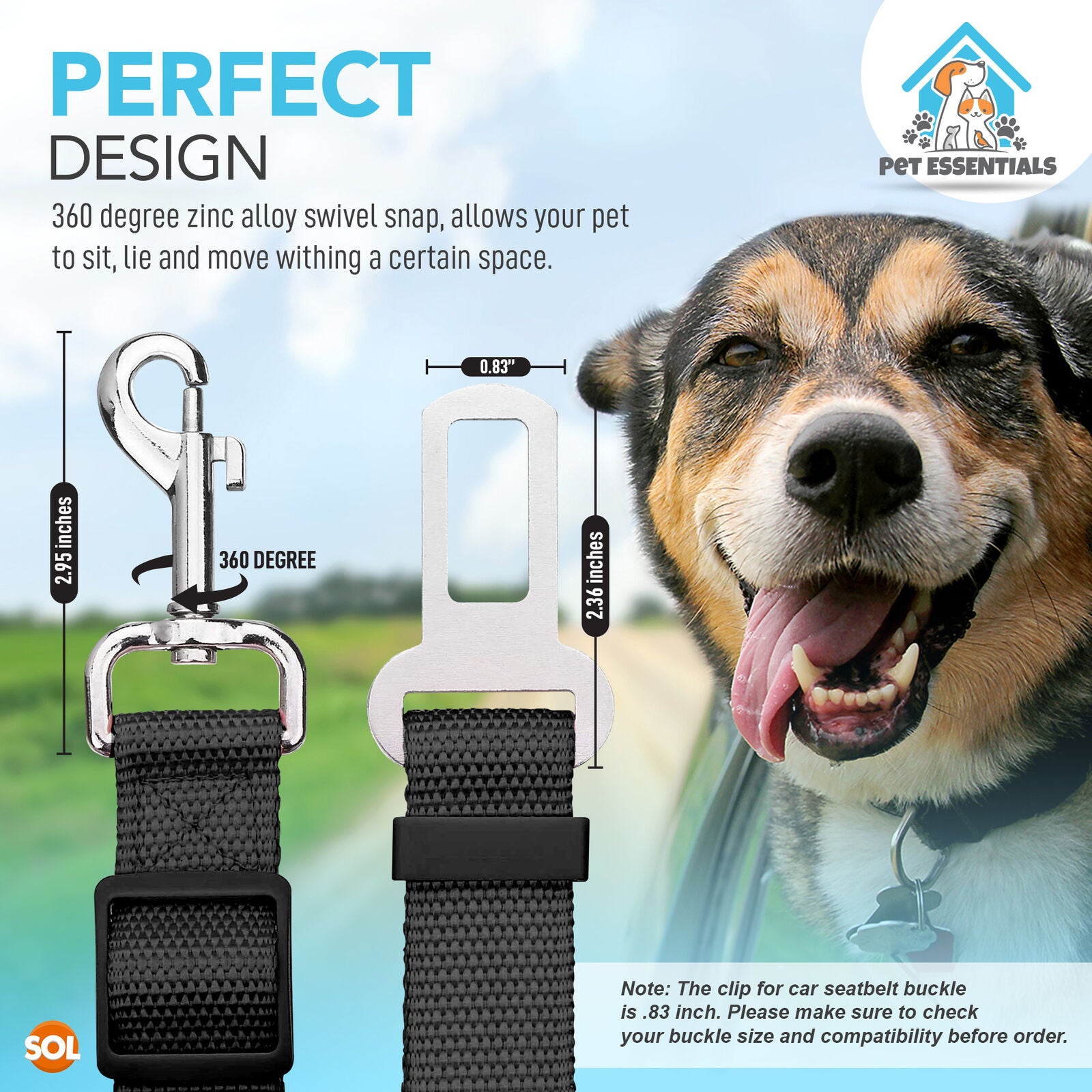 Adjustable Dog SEAT BELT Safety Harnesses 