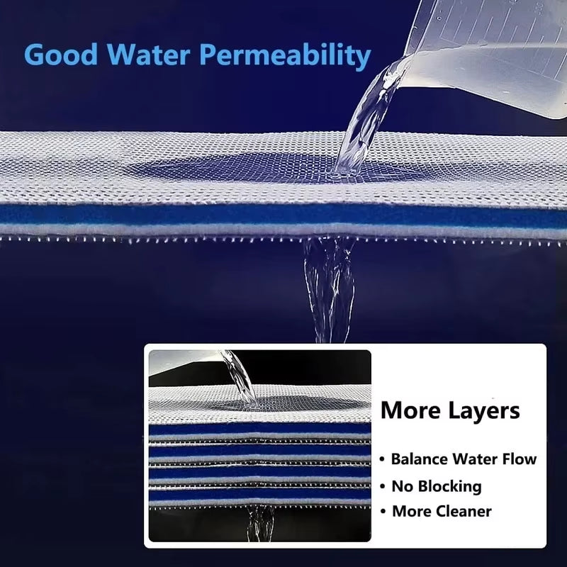 Aquarium 8D Sponge Filter Cotton Denitrifier Accessories Fish Tank Foam Agent Improved 8 Layer Non Gel Filter Pad